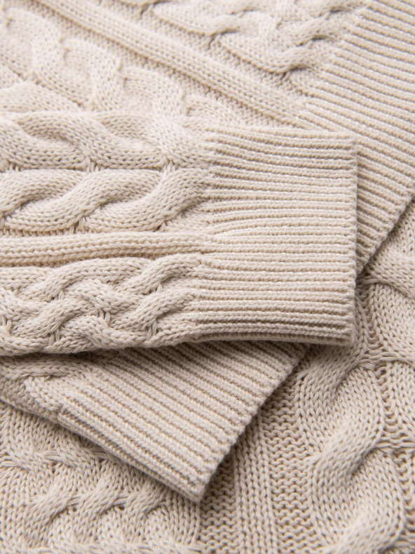 Ombre Clothing Elegantný pánsky sveter so zaujímavou väzbou - ecru V1 OM-SWSW-0173 Ombre Clothing