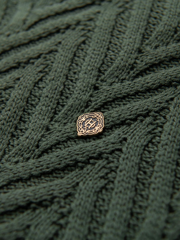 Ombre Clothing Pánsky sveter z cik-cak úpletu - vyblednutá zelená V2 OM-SWSW-0147 Ombre Clothing