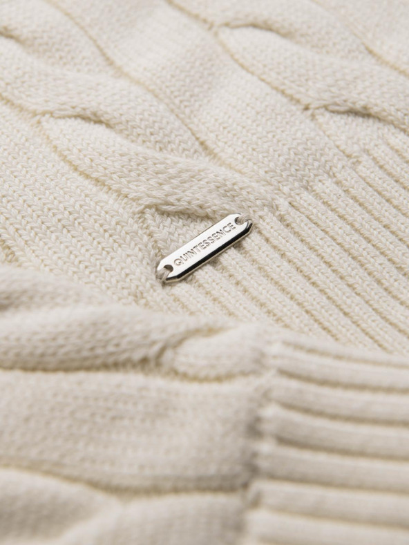 Ombre Clothing Pánsky pletený rolák so zipom - krémový V1 OM-SWZS-0138 Ombre Clothing