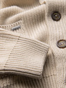 Ombre Clothing Pánsky bavlnený sveter so šálovým golierom - béžový V2 OM-SWCD-0153 Ombre Clothing