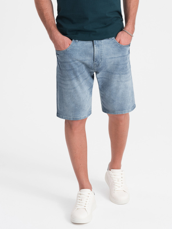 Ombre Clothing Svetlomodré pánske džínsové šortky Ombre Clothing