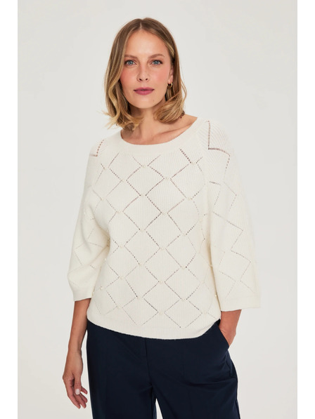 Moodo Béžový sveter zdobený korálkami Moodo