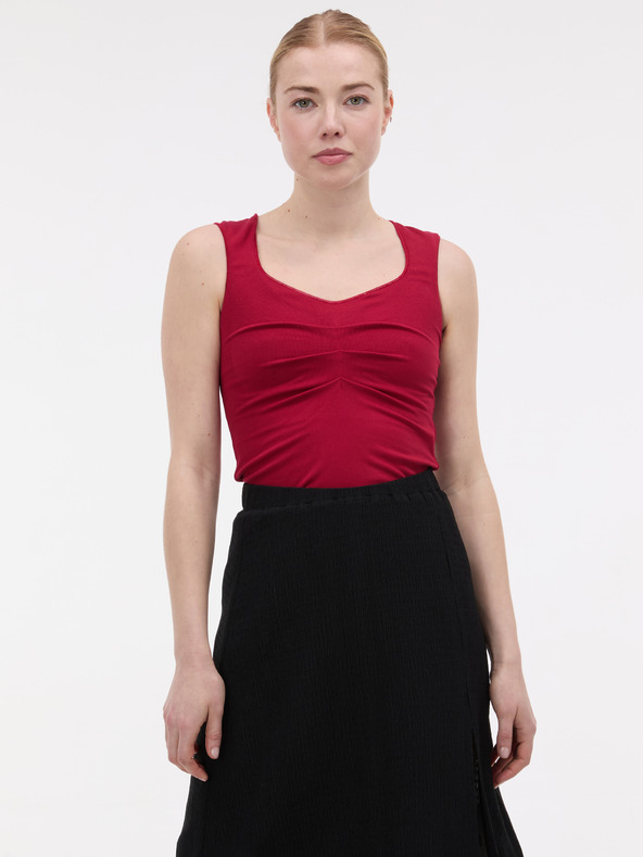 Orsay Červené dámske tielko s riasením ORSAY