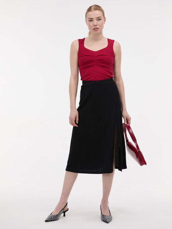 Orsay Červené dámske tielko s riasením ORSAY