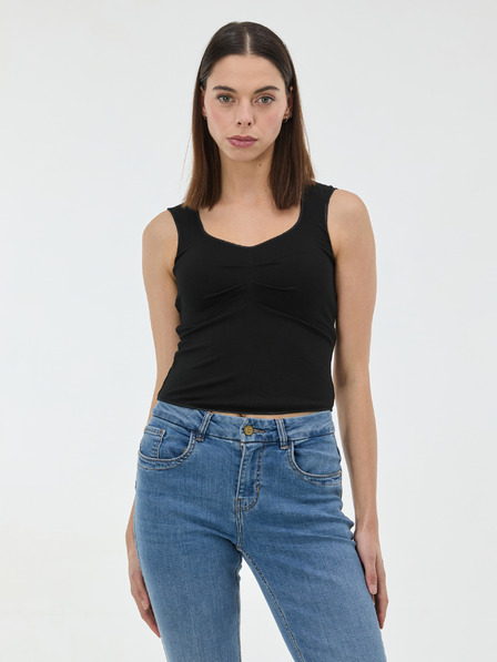 Orsay Čierne dámske tielko s riasením ORSAY