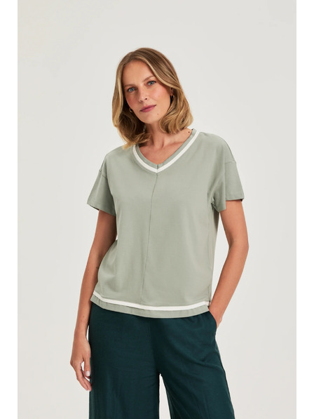 Moodo Olivová blúzka so výstrihom do V Moodo