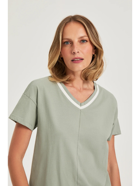Moodo Olivová blúzka so výstrihom do V Moodo