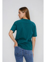 Moodo Bavlnené tričko s výstrihom do "V" zelené Moodo