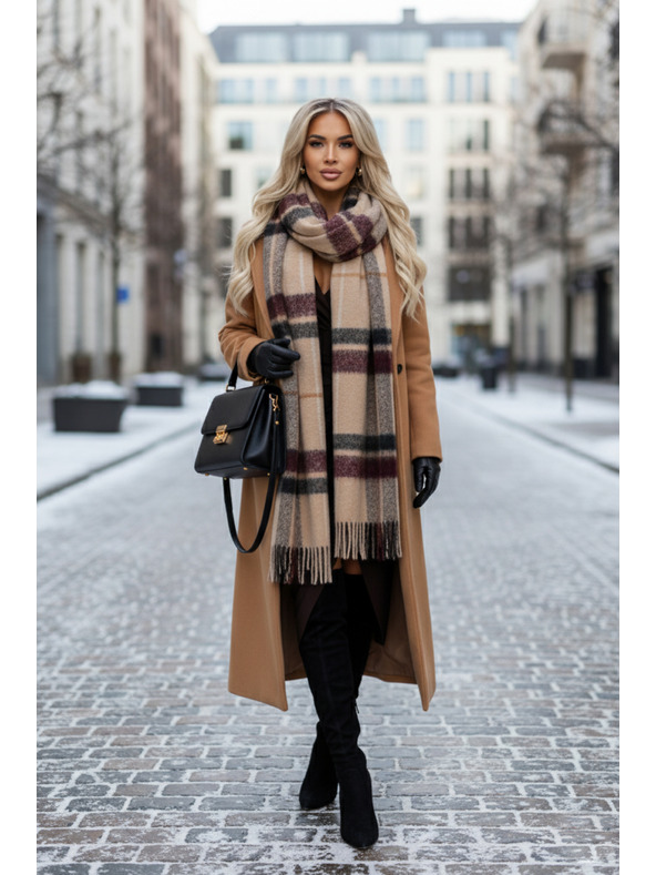 numoco Elegantné dlhé šaty so zavinovacím výstrihom a rozparkom - čokoládovo hnedé