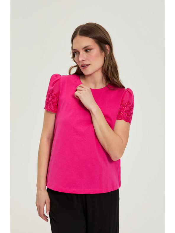 Moodo Hladké tričko fuchziové Moodo