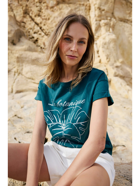 Moodo Bavlnené tričko s potlačou zelené Moodo