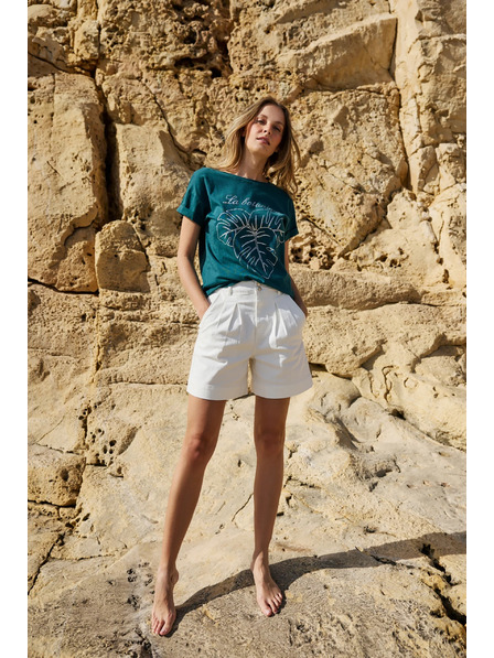 Moodo Bavlnené tričko s potlačou zelené Moodo