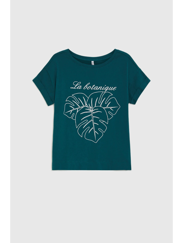 Moodo Bavlnené tričko s potlačou zelené Moodo