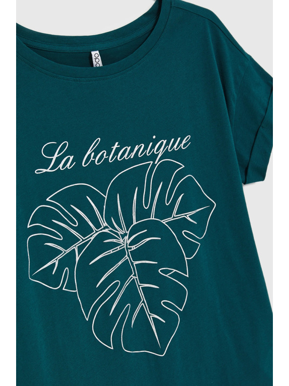 Moodo Bavlnené tričko s potlačou zelené Moodo