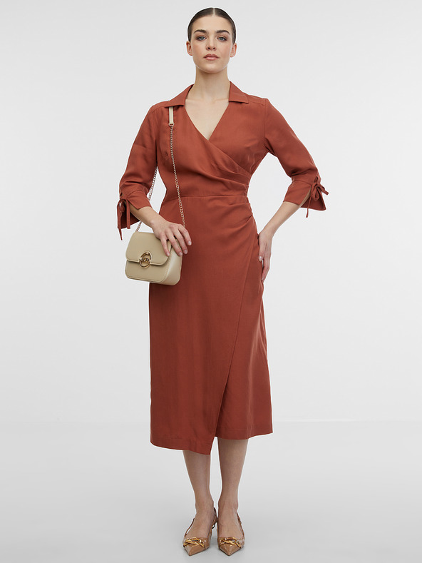 Orsay Hnedé dámske zavinovacie šaty ORSAY