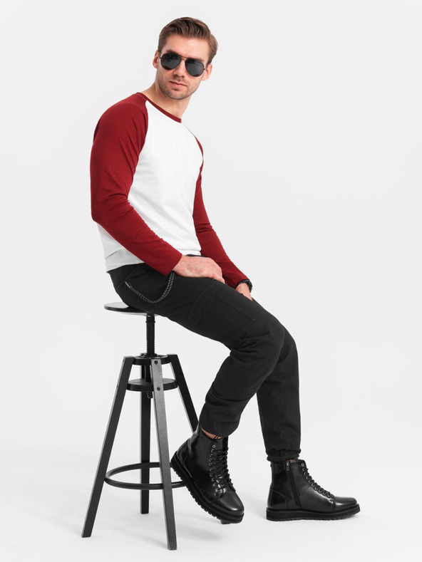 Ombre Clothing Čierne pánske cargo nohavice Ombre Oblečenie