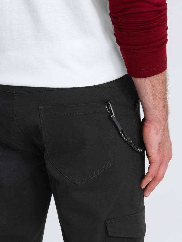 Ombre Clothing Čierne pánske cargo nohavice Ombre Oblečenie