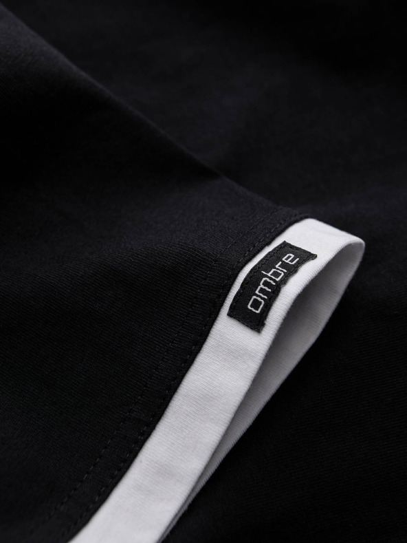 Ombre Clothing Čierne pánske tričko s kapucňou Ombre Clothing