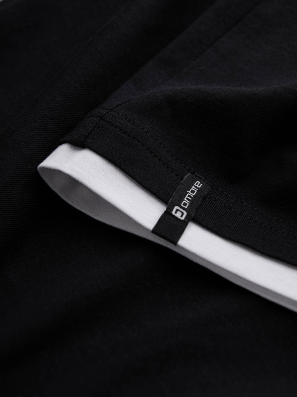 Ombre Clothing Čierne pánske tričko s kapucňou Ombre Clothing