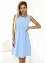 numoco 296-12 VICTORIA Trapézové šaty bez rukávov s páskom - klasika s moderným šmrncom - svetlo modré