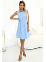numoco 296-12 VICTORIA Trapézové šaty bez rukávov s páskom - klasika s moderným šmrncom - svetlo modré