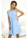 numoco 296-12 VICTORIA Trapézové šaty bez rukávov s páskom - klasika s moderným šmrncom - svetlo modré