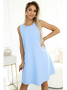 numoco 296-12 VICTORIA Trapézové šaty bez rukávov s páskom - klasika s moderným šmrncom - svetlo modré