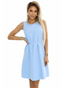 numoco 296-12 VICTORIA Trapézové šaty bez rukávov s páskom - klasika s moderným šmrncom - svetlo modré