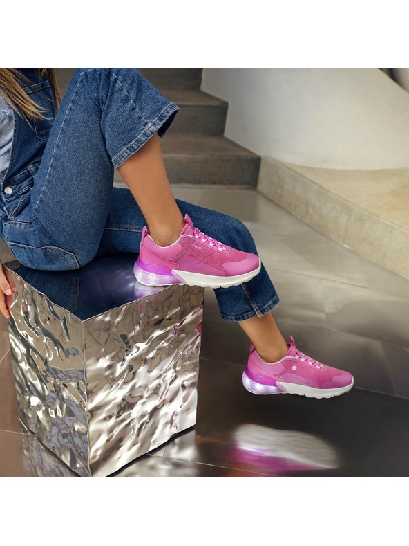 Geox Růžové dievčenské tenisky Geox Activart illuminus