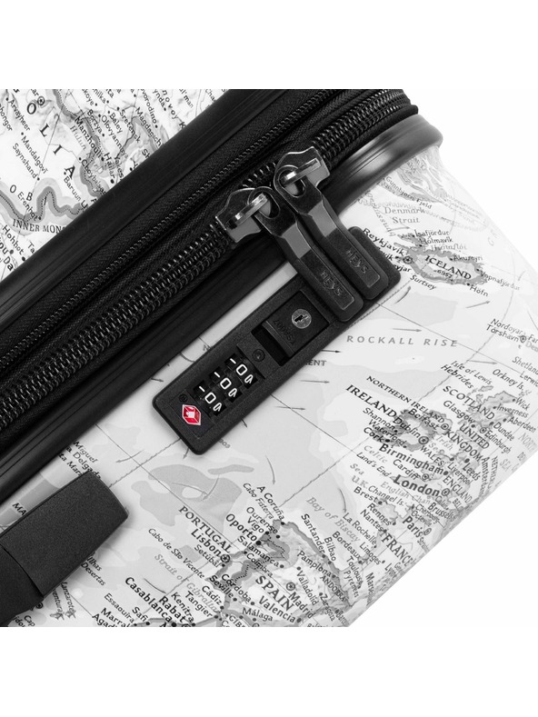 Heys Čiernobiely vzorovaný cestovný kufor Heys Journey 3G M Čiernobiela mapa