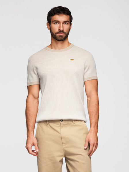 Ombre Clothing Pánska štruktúrovaná košeľa z bavlneného úpletu - biela V1 OM-TSCT-0265 Ombre Clothing