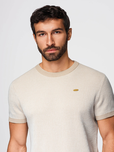 Ombre Clothing Pánska štruktúrovaná košeľa z bavlneného úpletu - biela V1 OM-TSCT-0265 Ombre Clothing