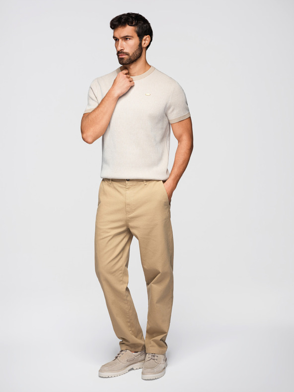 Ombre Clothing Pánska štruktúrovaná košeľa z bavlneného úpletu - biela V1 OM-TSCT-0265 Ombre Clothing