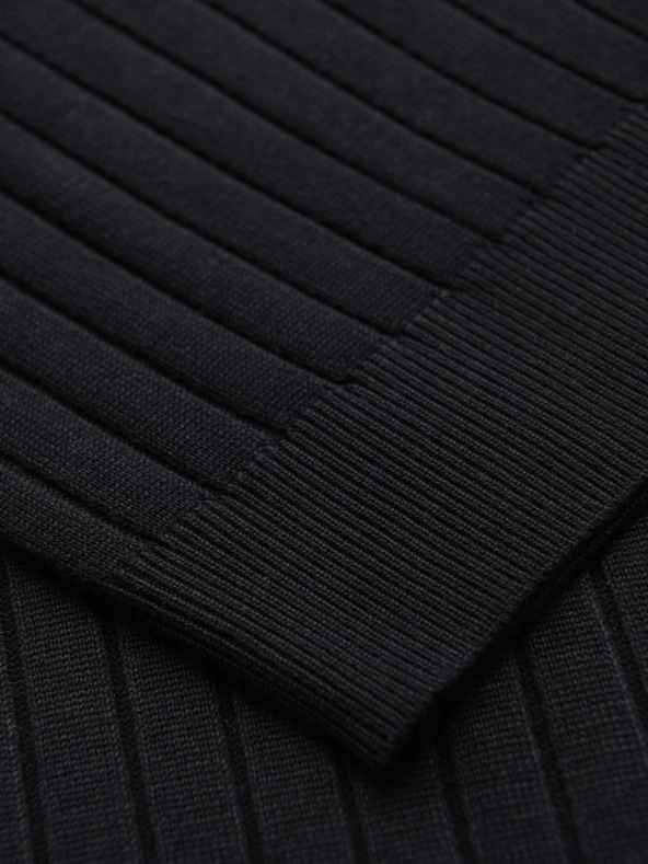 Ombre Clothing Pánska polokošeľa SLIM FIT z viskózy so zvislými pruhmi - čierna V1 OM-POSS-0169 Ombre Clothing