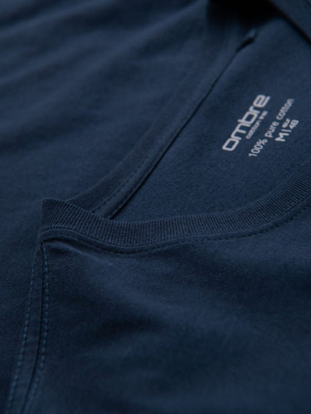 Ombre Clothing Pánske bavlnené tričká BASIC s okrúhlym výstrihom - čierna/zelená/khaki V3 OM-TSBS-0268 Ombre Clothing