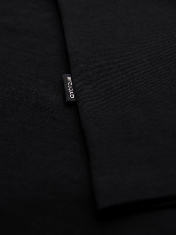 Ombre Clothing Pánske bavlnené tričká BASIC s výstrihom do V - 3x čierna V9 OM-TSBS-0281 (3x BLACK) Ombre Clothing