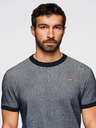 Ombre Clothing Pánske tričko zo štruktúrovaného bavlneného úpletu - tmavo modré V2 OM-TSCT-0265 Ombre Clothing