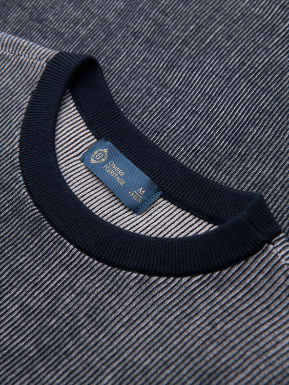 Ombre Clothing Pánske tričko zo štruktúrovaného bavlneného úpletu - tmavo modré V2 OM-TSCT-0265 Ombre Clothing