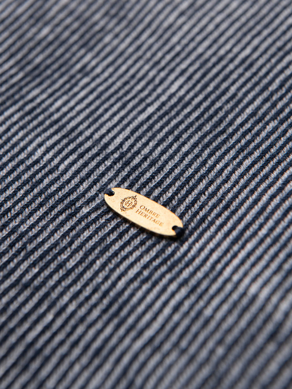 Ombre Clothing Pánske tričko zo štruktúrovaného bavlneného úpletu - tmavo modré V2 OM-TSCT-0265 Ombre Clothing