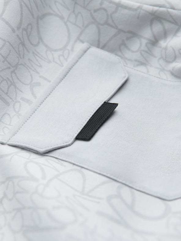 Ombre Clothing Pánske bavlnené tričko s potlačou písmen a vreckom - bielo-sivé V3 S2042 Ombre Clothing