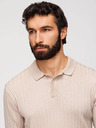 Ombre Clothing Pánska polokošeľa SLIM FIT z viskózy so zvislými prúžkami - béžová V2 OM-POSS-0169 Ombre Clothing