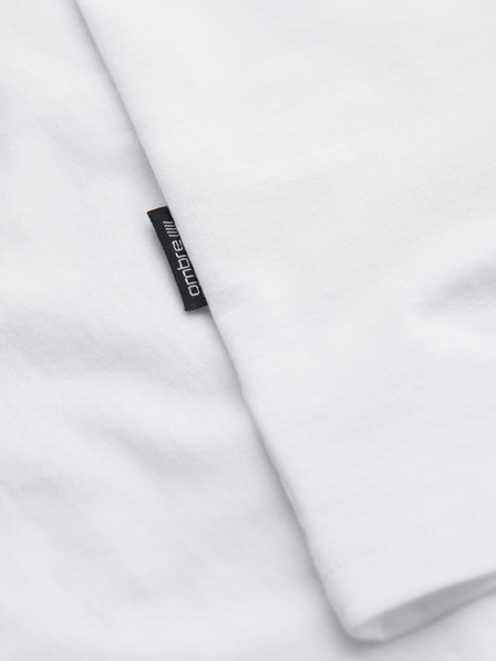 Ombre Clothing Pánska bavlnená trička BASIC s okrúhlym výstrihom - čierna/biela/tmavo červená V6 OM-TSBS-0268 Ombre Clothing