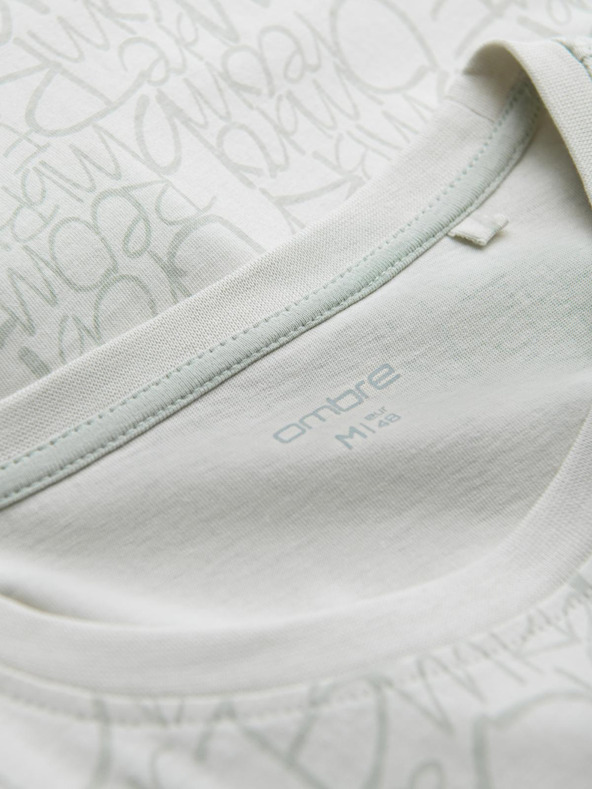 Ombre Clothing Pánske bavlnené tričko s potlačom písmen a vreckom - žltozemelené V4 S2042 Ombre Clothing