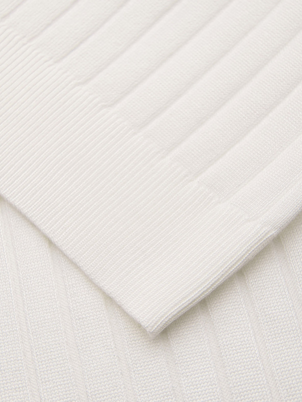 Ombre Clothing Pánska polokošeľa SLIM FIT z viskózy so zvislými prúžkami - broken white V3 OM-POSS-0169 Ombre Clothing