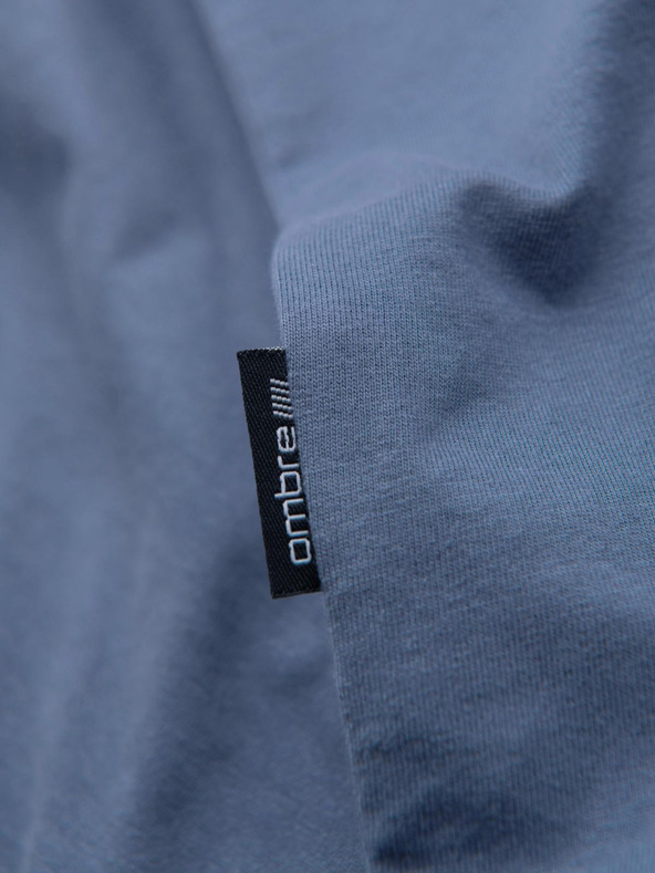 Ombre Clothing Pánske bavlnené tričko BASIC s okrúhlym výstrihom - biela/grafit/modrá džínsovina V8 OM-TSBS-0268 Ombre Clothing
