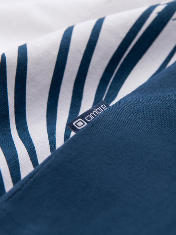 Ombre Clothing Pánske dvojfarebné tričko s potlačom palmových listov - tmavo modré V1 OM-TSPT-0177 Ombre Clothing