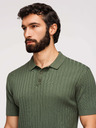 Ombre Clothing Pánska polokošeľa SLIM FIT z viskózy so zvislým rebrovým vzorom - olivovo zelená V4 OM-POSS-0169 Ombre Clothing
