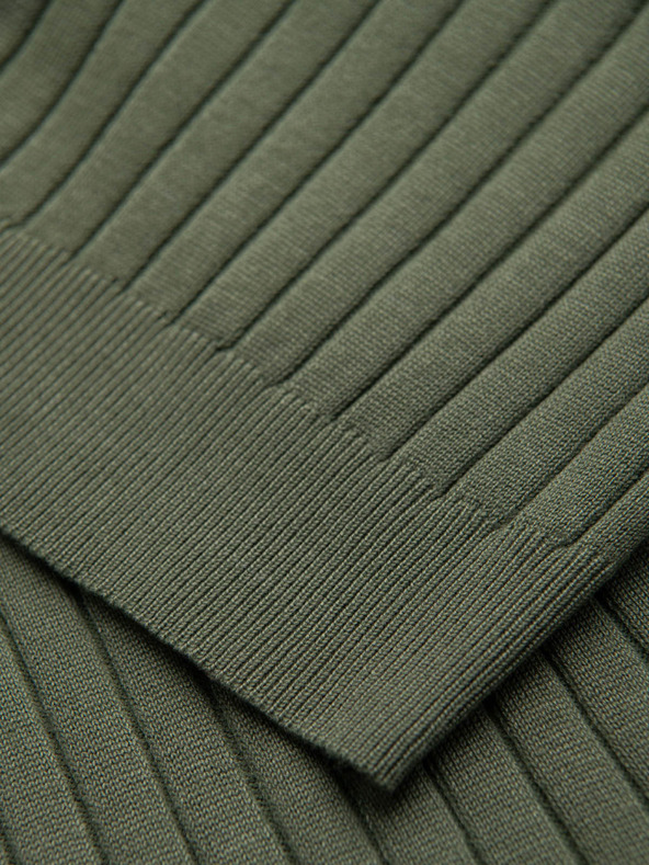 Ombre Clothing Pánska polokošeľa SLIM FIT z viskózy so zvislým rebrovým vzorom - olivovo zelená V4 OM-POSS-0169 Ombre Clothing