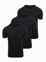 Ombre Clothing Pánske bavlnené tričko BASIC s okrúhlym výstrihom - 3x čierne V9 OM-TSBS-0268 (3x BLACK) Ombre Clothing