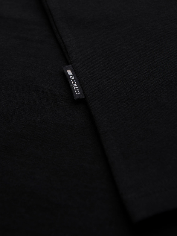 Ombre Clothing Pánske bavlnené tričko BASIC s okrúhlym výstrihom - 3x čierne V9 OM-TSBS-0268 (3x BLACK) Ombre Clothing